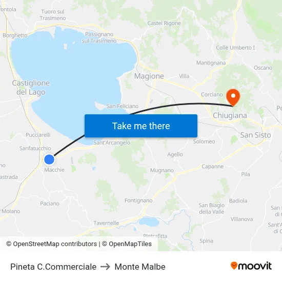 Pineta Shopping Center to Monte Malbe map