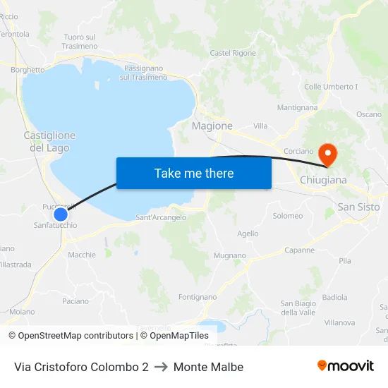Via Cristoforo Colombo 2 to Monte Malbe map