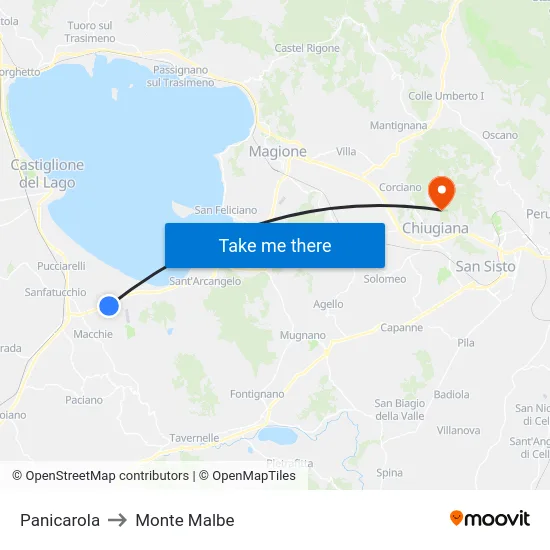 Panicarola to Monte Malbe map