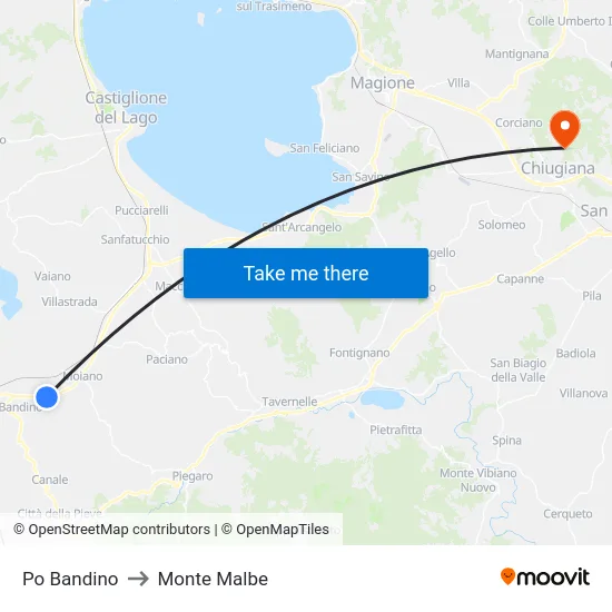 Po Bandino to Monte Malbe map