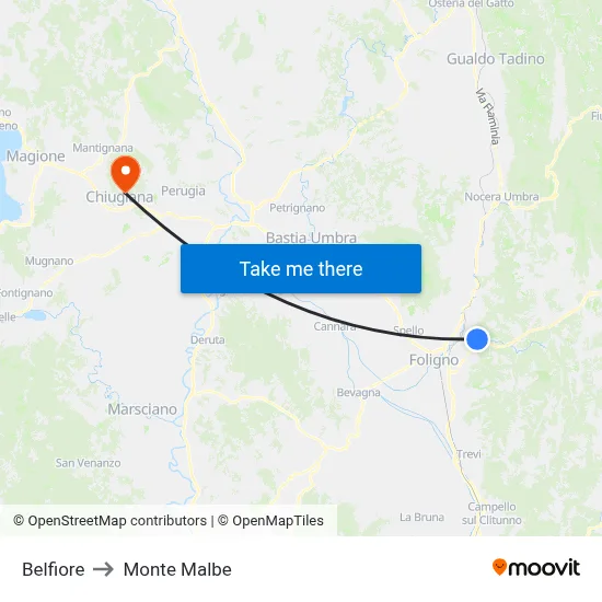 Belfiore to Monte Malbe map