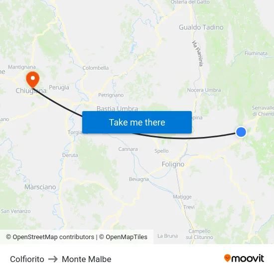 Colfiorito to Monte Malbe map