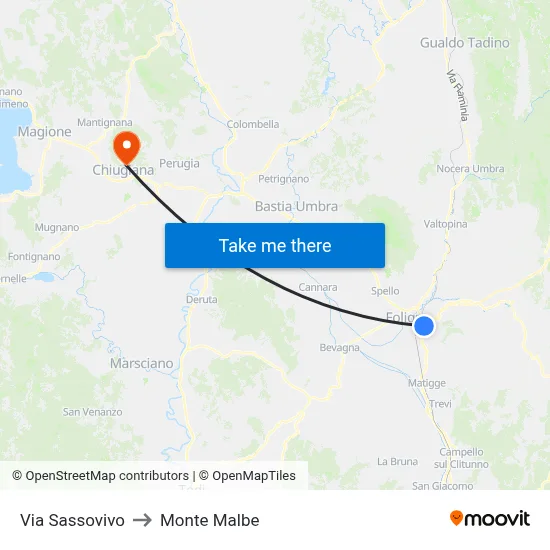 Via Sassovivo to Monte Malbe map