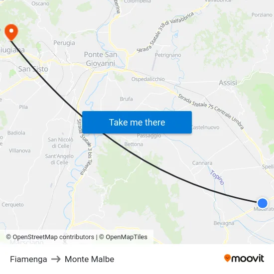 Fiamenga to Monte Malbe map