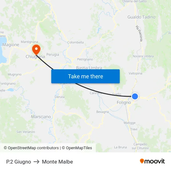P.2 Giugno to Monte Malbe map
