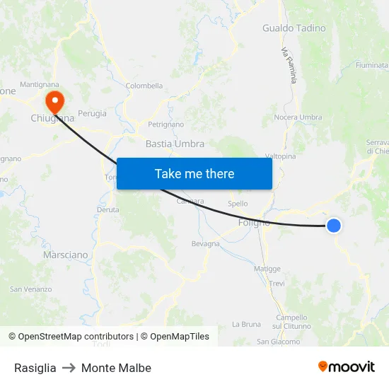 Rasiglia to Monte Malbe map