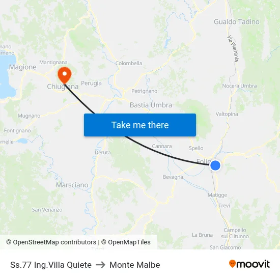 SS.77 Villa Quiete Entrance to Monte Malbe map