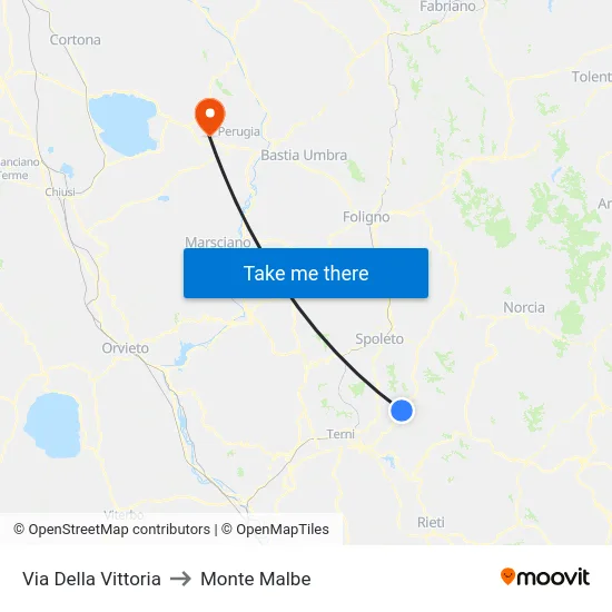 Via Della Vittoria to Monte Malbe map