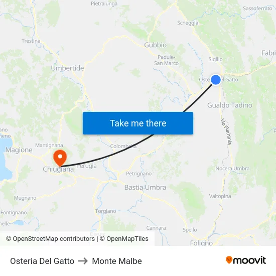 Osteria Del Gatto to Monte Malbe map