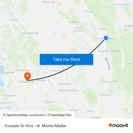 Fossato Di Vico to Monte Malbe map