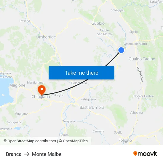 Branca to Monte Malbe map