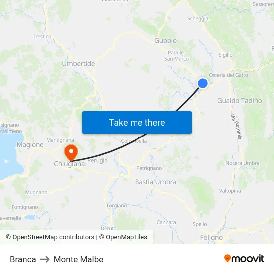 Branca to Monte Malbe map