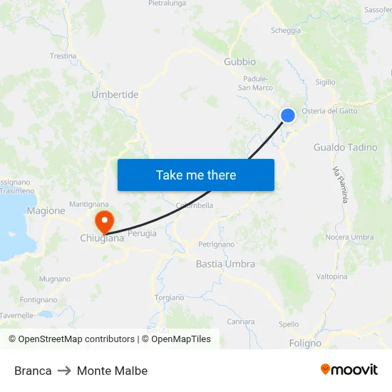 Branca to Monte Malbe map