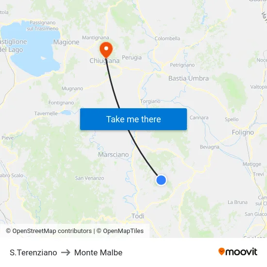 S.Terenziano to Monte Malbe map