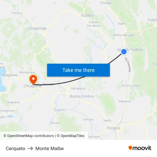 Cerqueto to Monte Malbe map