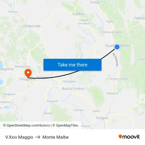 V.Xxiv Maggio to Monte Malbe map