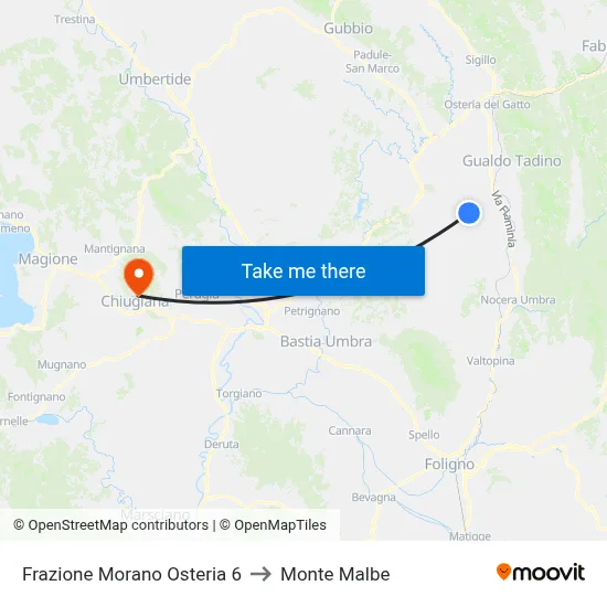 Morano Osteria District 6 to Monte Malbe map