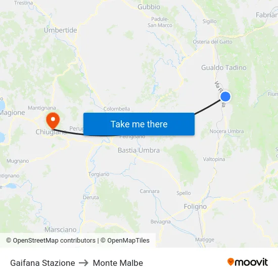 Gaifana Stazione to Monte Malbe map