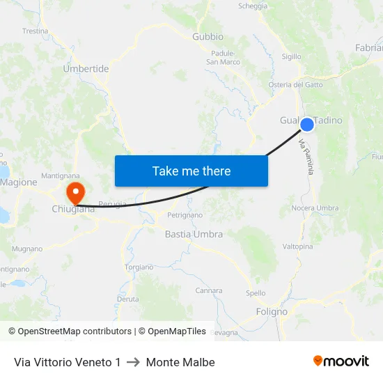 Via Vittorio Veneto 1 to Monte Malbe map