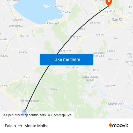 Faiolo to Monte Malbe map