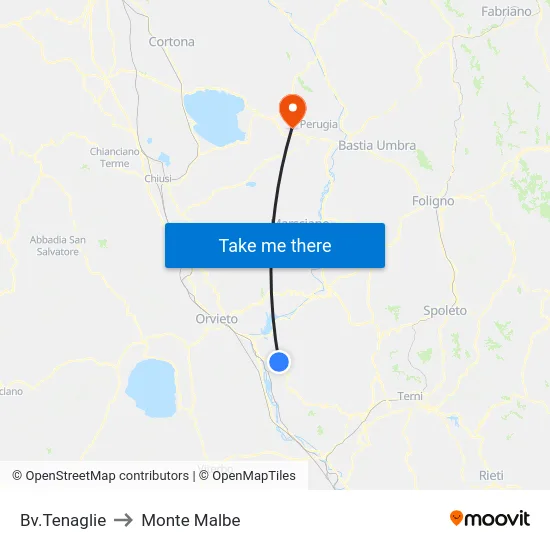 Bv.Tenaglie to Monte Malbe map
