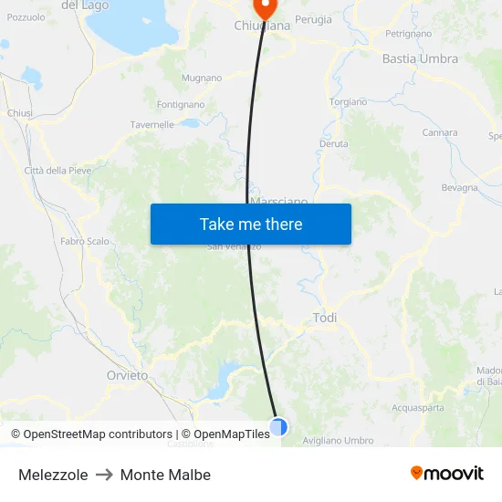Melezzole to Monte Malbe map