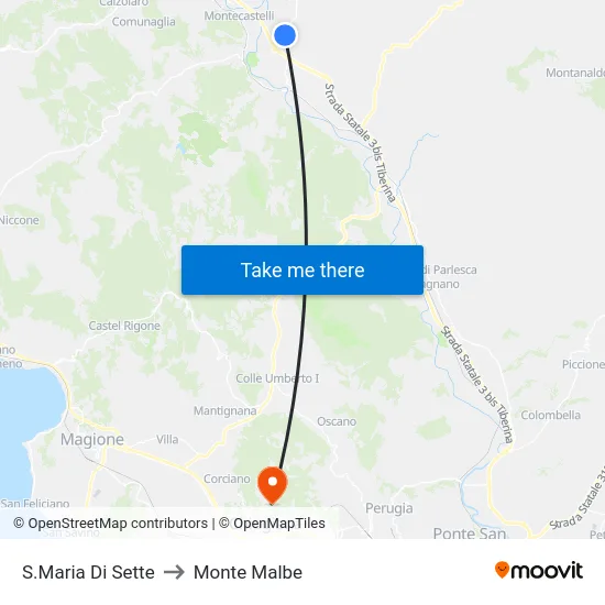S.Maria Di Sette to Monte Malbe map