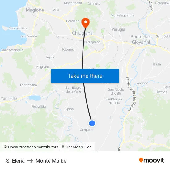 S. Elena to Monte Malbe map
