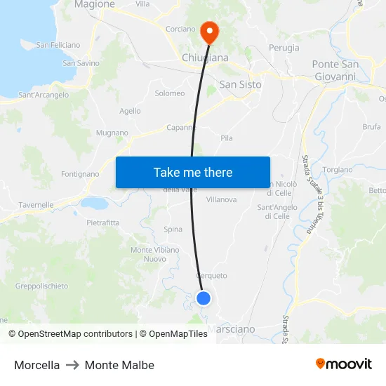 Morcella to Monte Malbe map