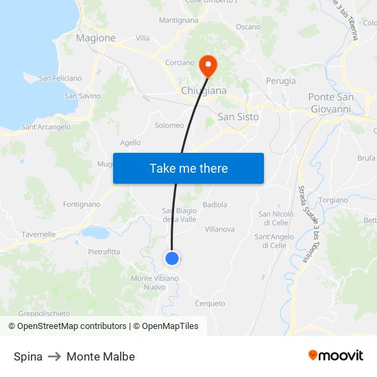 Spina to Monte Malbe map