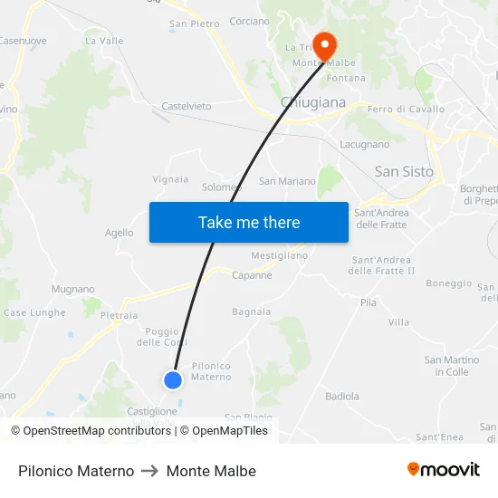 Pilonico Materno to Monte Malbe map