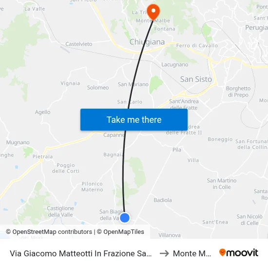 Via Giacomo Matteotti in San Biagio District to Monte Malbe map