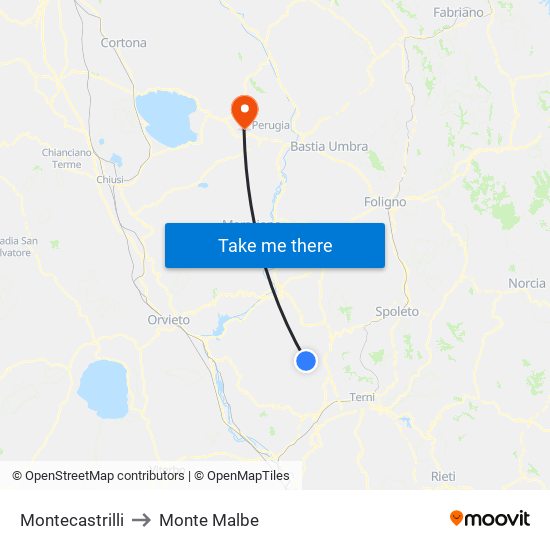 Montecastrilli to Monte Malbe map