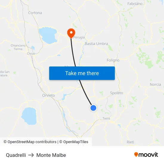 Quadrelli to Monte Malbe map