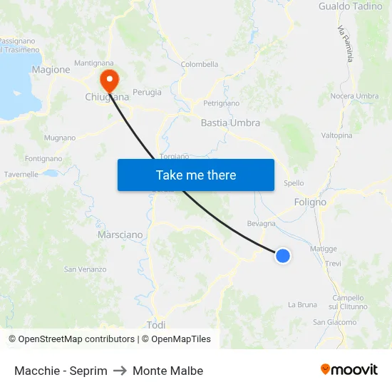 Macchie - Seprim to Monte Malbe map