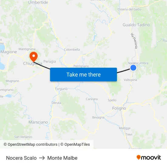 Nocera Scalo to Monte Malbe map