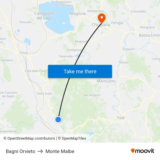 Bagni Orvieto to Monte Malbe map