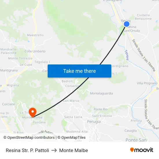 Resina Pattoli Road to Monte Malbe map