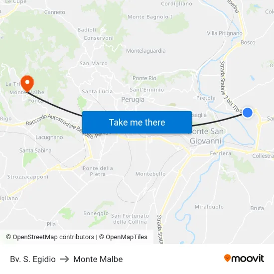 San Egidio Junction to Monte Malbe map