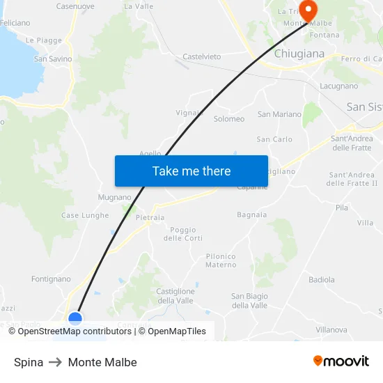 Spina to Monte Malbe map
