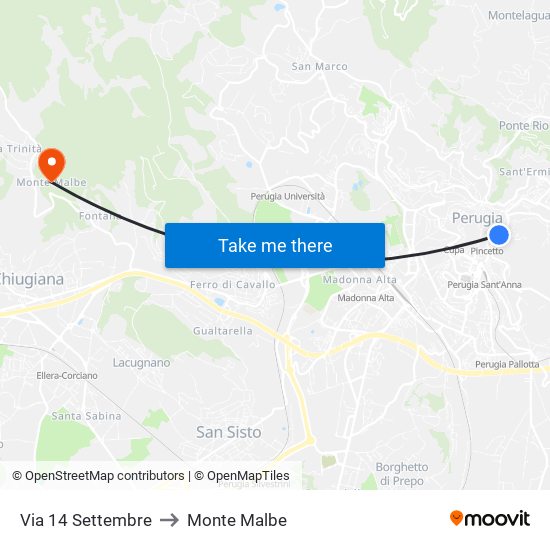 Via 14 Settembre to Monte Malbe map