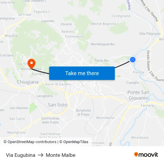 Eugubina Street to Monte Malbe map