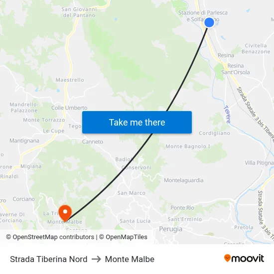 North Tiber Road to Monte Malbe map