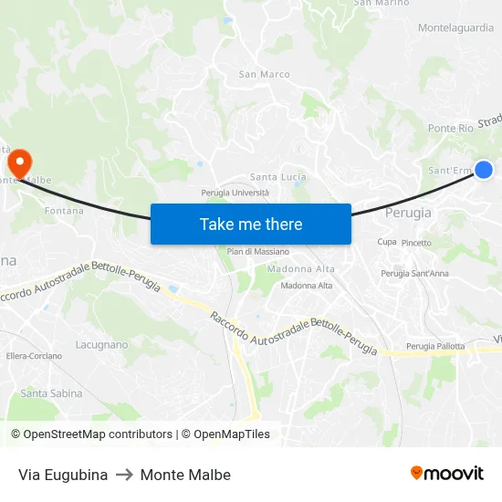 Eugubina Street to Monte Malbe map