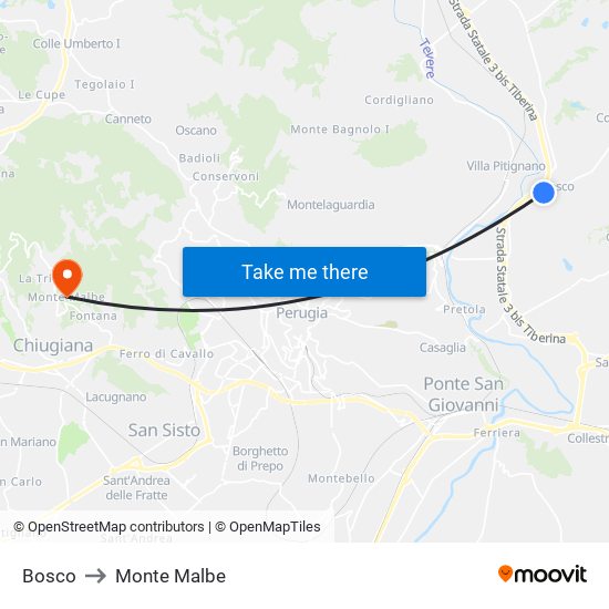 Bosco to Monte Malbe map