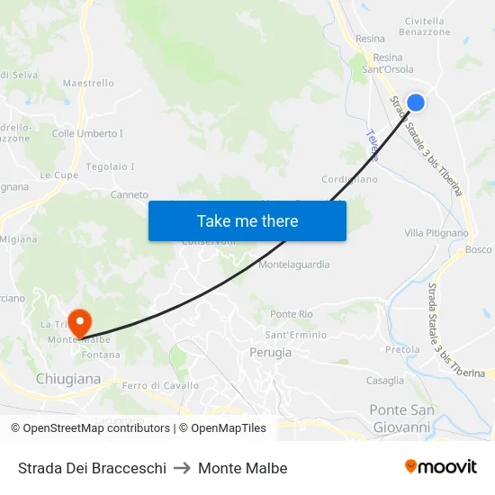 Strada Dei Bracceschi to Monte Malbe map