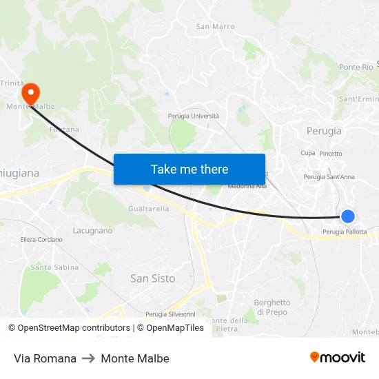 Roman Street to Monte Malbe map