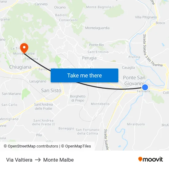 Valtiera Street to Monte Malbe map