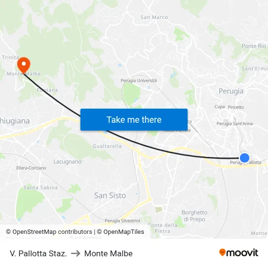 Via Pallotta Station to Monte Malbe map