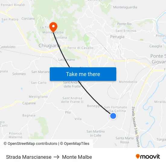 Strada Marscianese to Monte Malbe map